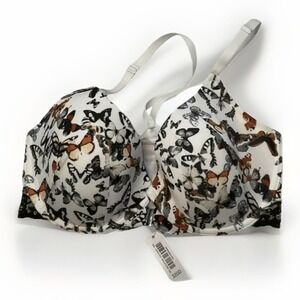Adore Me Push Up Bra Size 32DD Front Closure Razor Back Butterfly Lace Underwire